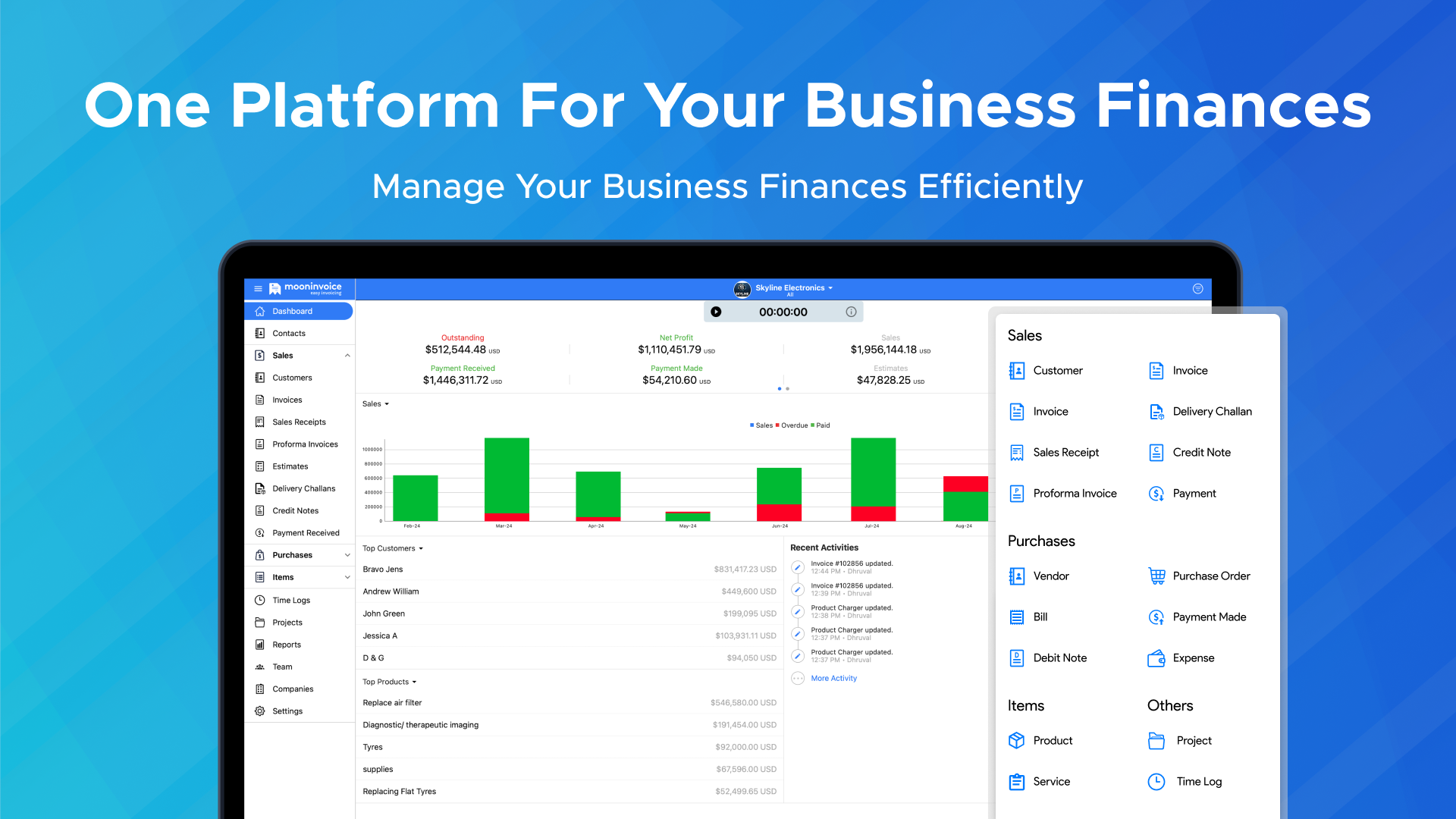 screenshot of Moon Invoice